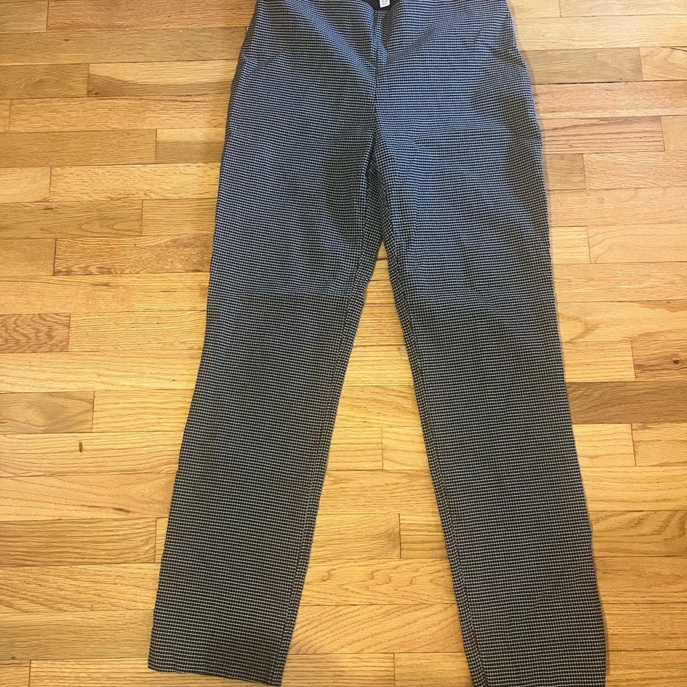 SOLD: Black pull-on checkered cigarette pants